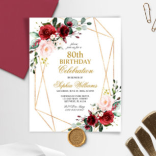 Budget Blush & Bourgogne Invitation du 80e anniver