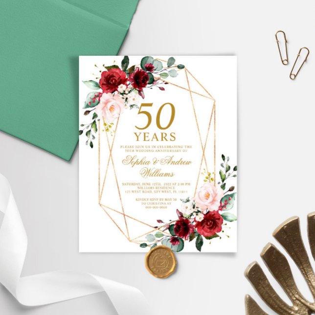 Budget Blush & Bourgogne Mariage Anniversaire Invi (Créateur téléchargé)