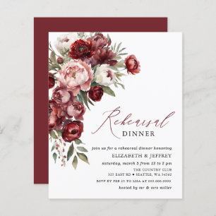 Budget Blush Burgundy Répétition Dîner Invitations