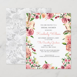 Budget Blush Coral Floral Invitation de douche nup