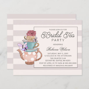 Budget Blush Floral Bridal Tea Party Invitation