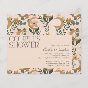 Budget Blush Floral Moon Couples Invitation de dou