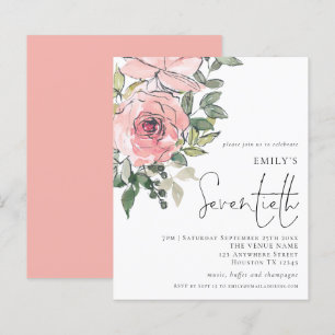Budget Blush Florals Invitation de soixante-dixièm