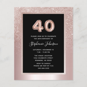 Budget Blush Foil 40e Anniversaire Invitation de f