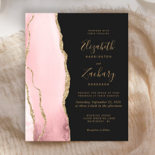 Budget Blush Gold Agate Dark Faire-part de mariage