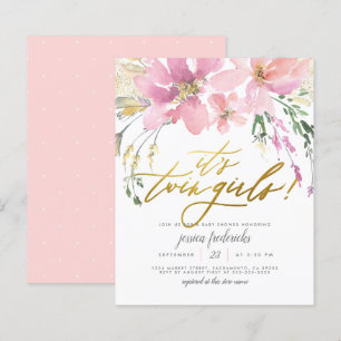 Budget Blush Gold Twin Girls Floral Baby shower