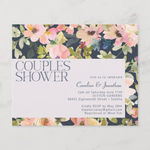 Budget Blush Marine Floral Couples Invitation de d