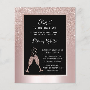 Budget Blush Ombre 50e Anniversaire Fête Invitatio