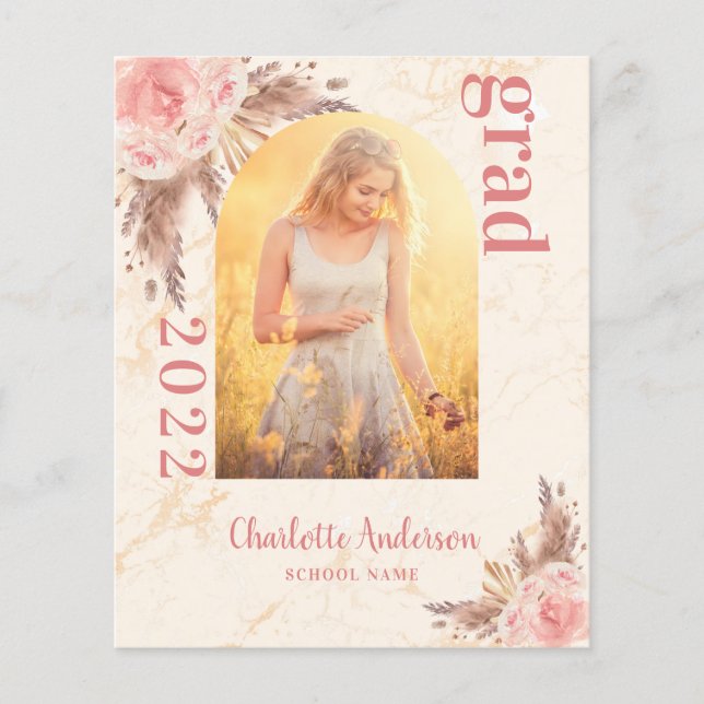 Budget blush pampas herbe diplôme merci (Devant)