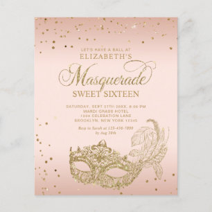 BUDGET Blush Parties scintillant or rose Masquerad