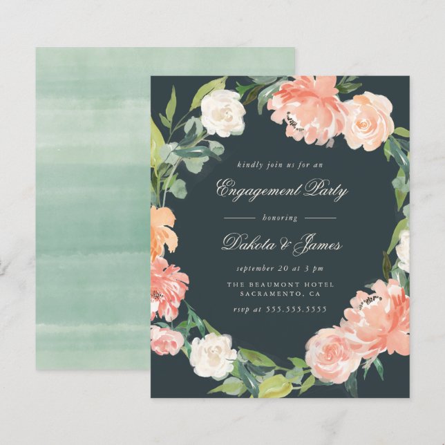 Budget Blush Peonies & Eucalyptus Engagement Party (Devant / Derrière)