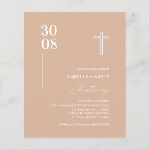 Budget Blush Pink minimaliste Christening Invitati