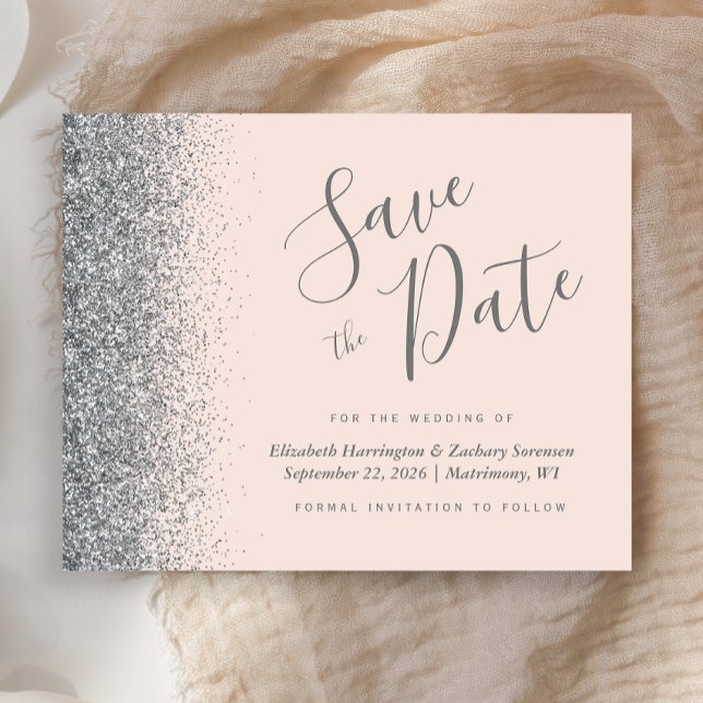Budget Blush Pink Silver Wedding Enregistrer la da (Créateur téléchargé)