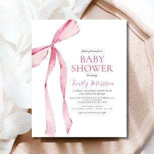 Budget Blush Rose Aquarelle Bow Girl Baby shower