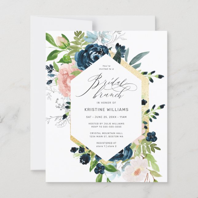 Budget Blush Rose Bleu Rose Floral Bridal Brunch (Devant)