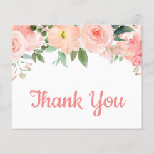 Budget Blush rose Carte de remerciements floral