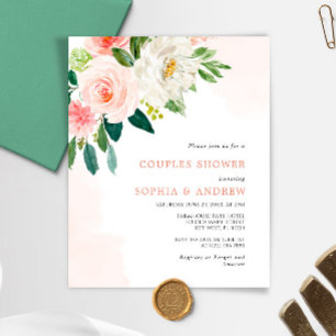 Budget Blush Rose Couples Douche Invitation