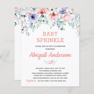 Budget Blush rose Floral Baby Sprinkle Invitation