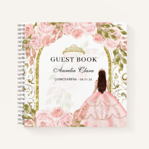 Budget Blush rose Floral Quinceañera Livre d'or