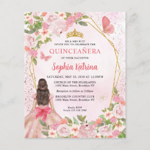 Budget Blush Rose or Floral Princesse Quinceañera