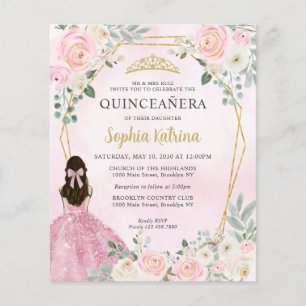 Budget Blush Rose or Floral Princesse Quinceañera