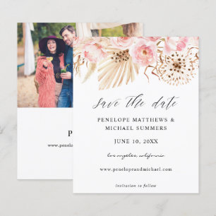 Budget Bohemain rose Floral Enregistrer la date Ph