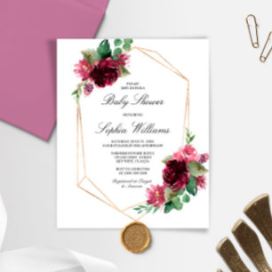Budget Bohême Bourgogne Baby shower Invitation