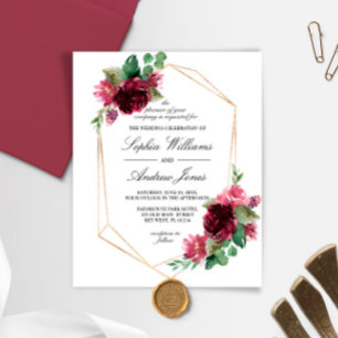 Budget Bohême Rose Floral Faire-part de mariage