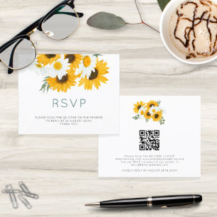 Budget Bohemian Sunflower Mariage QR Code RSVP