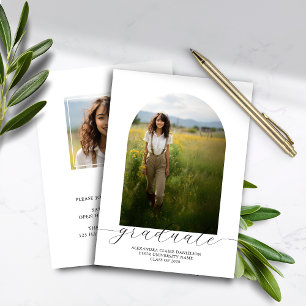Budget Boho Arch Graduation Invitation Blanc