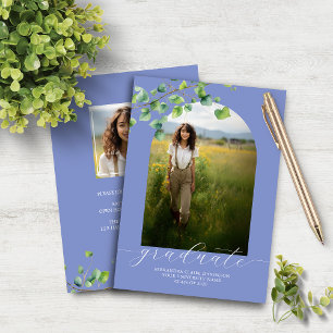 Budget Boho Arch Ivy Cornflower Blue Grad Invitati