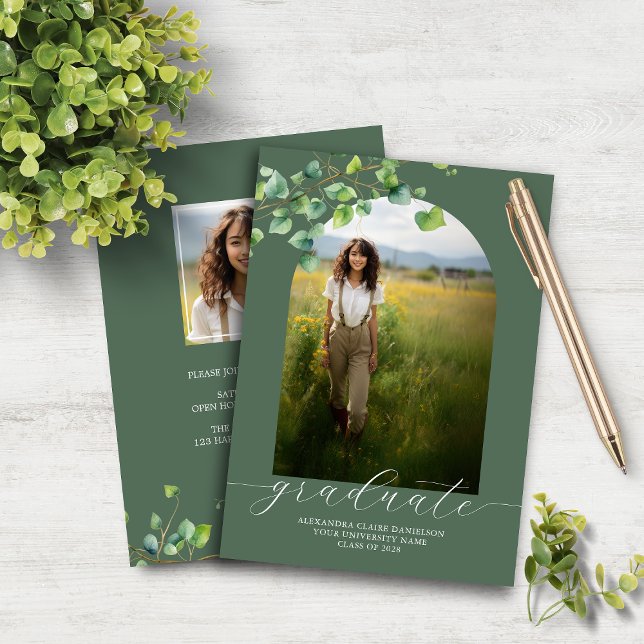 Budget Boho Arch Ivy Sage Green Invitation de dipl (Créateur téléchargé)