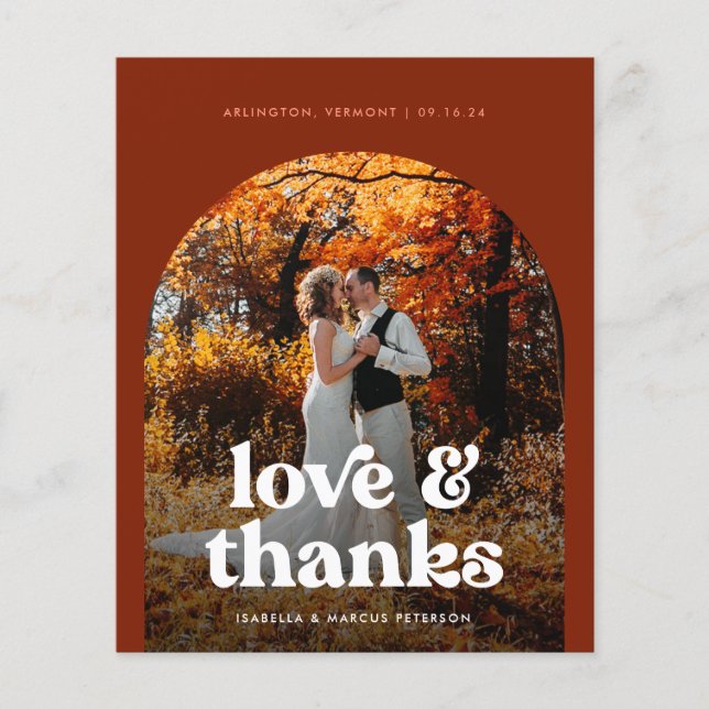 Budget Boho Arch Photo Mariage Carte de remercieme (Devant)