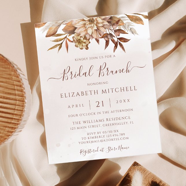 Budget Boho Automne Floral Bridal Brunch Invitatio (Créateur téléchargé)