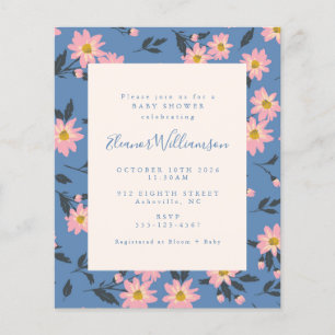Budget Boho Baby shower floral rose bleu