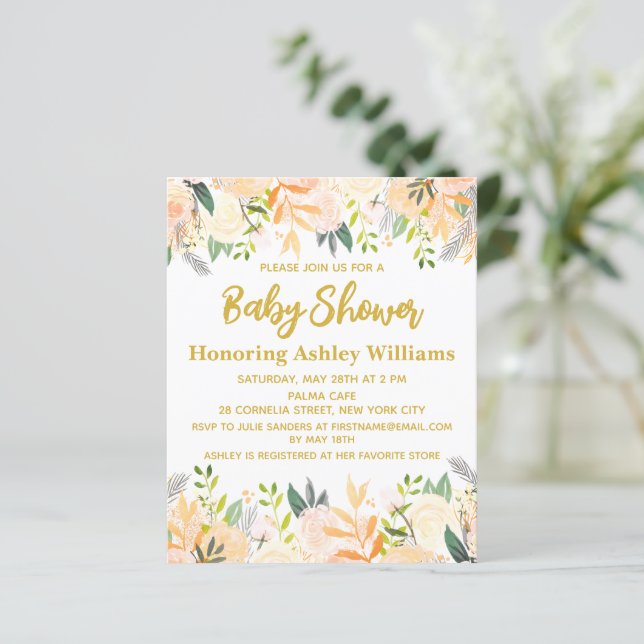 Budget Boho Baby shower Invitation Genre Neutre (Debout devant)