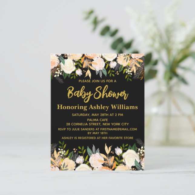 Budget Boho Baby shower Invitation Genre Neutre (Debout devant)