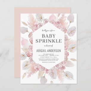 Budget Boho Baby Sprinkt Blush Pink Invitation