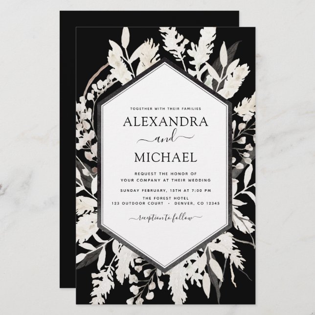 Budget Boho Black Beige Botanique Mariage (Devant / Derrière)