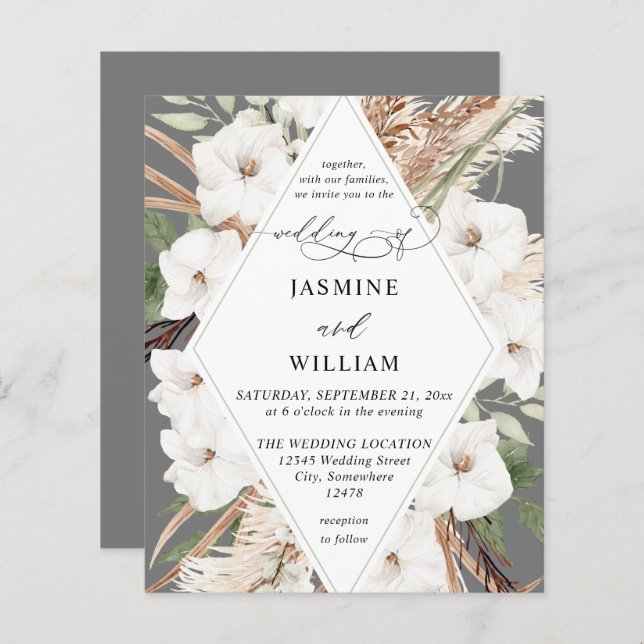 Budget Boho Blanc Floral Mariage de automne été (Devant / Derrière)