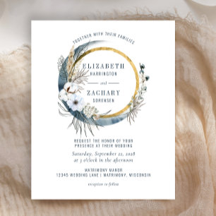 Budget Boho Blue Moon Floral Faire-part de mariage