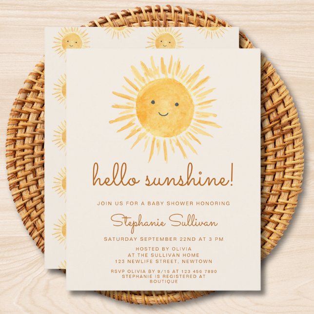 Budget Boho Bonjour Sunshine Baby shower Invitatio (Créateur téléchargé)