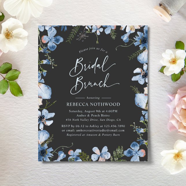 Budget Boho Charcoal Bridal Brunch Invitation (Créateur téléchargé)