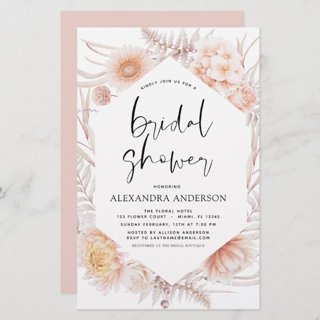 Budget Boho Chic Dusty Pink Desert Fête des mariée (Devant / Derrière)