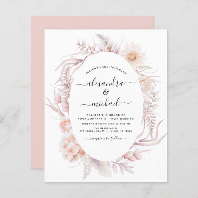 Budget Boho Chic Dusty Pink Desert Mariage (Devant / Derrière)