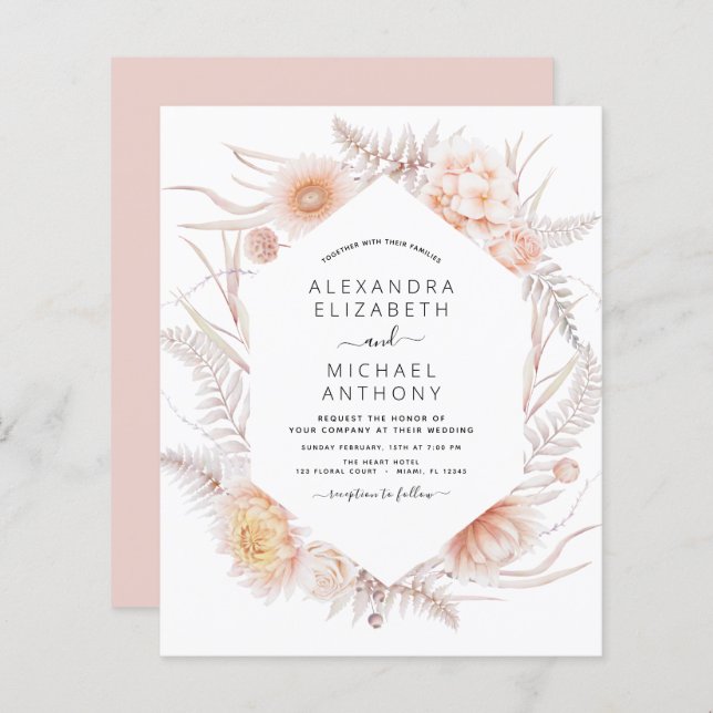 Budget Boho Chic Dusty Pink Desert Mariage (Devant / Derrière)