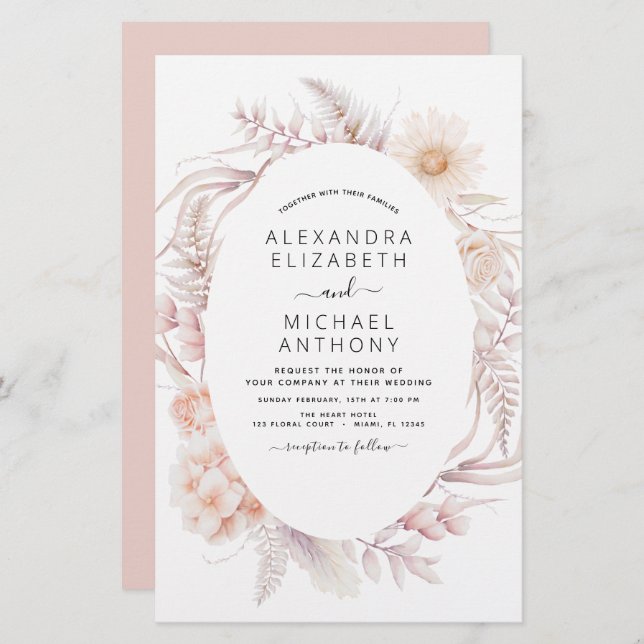 Budget Boho Chic Dusty Pink Desert Mariage (Devant / Derrière)