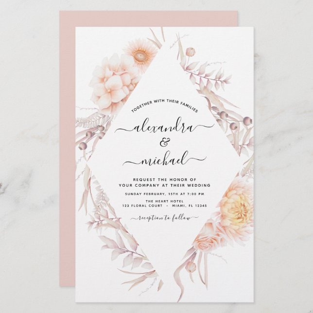 Budget Boho Chic Dusty Pink Desert Mariage (Devant / Derrière)
