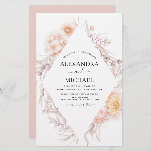 Budget Boho Chic Dusty Pink Desert Mariage (Devant / Derrière)