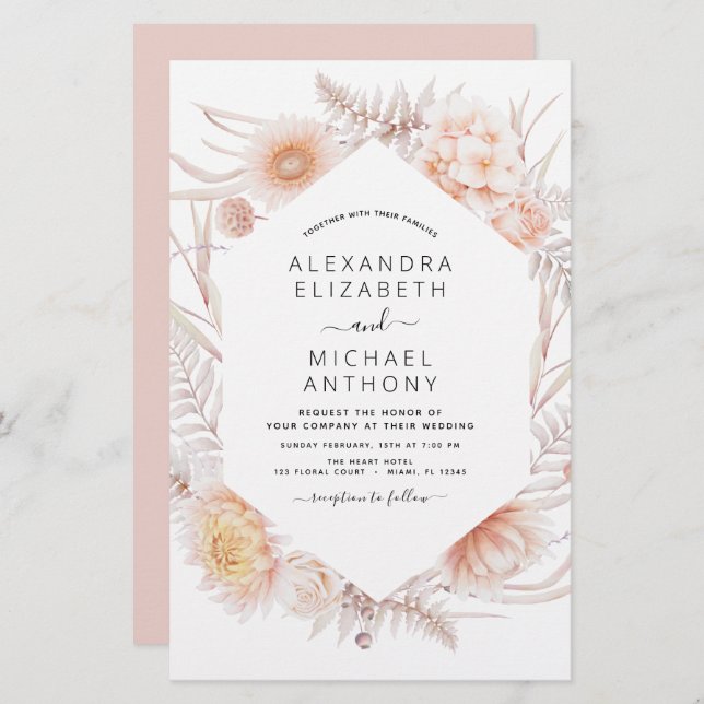 Budget Boho Chic Dusty Pink Desert Mariage (Devant / Derrière)